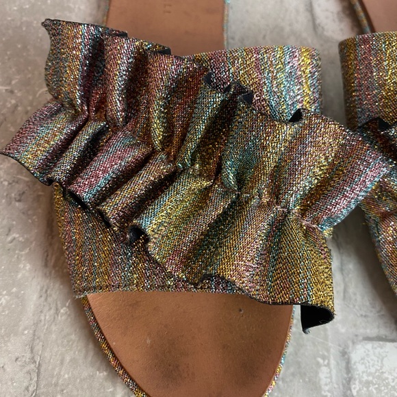 Loeffler Randall Glitter Flat Sandal Slides - Picture 9 of 13